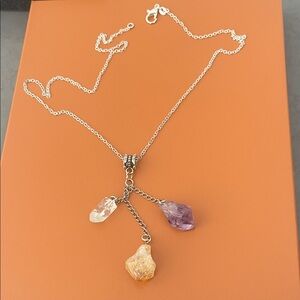 Sterling 💕Silver Necklace with Crystal Pendants